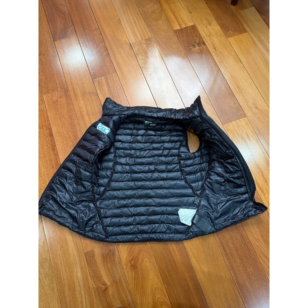 Marmot Womens Black Down Puffer Vest Embroidered CaaS Logo Size S P - Picture 6 of 10